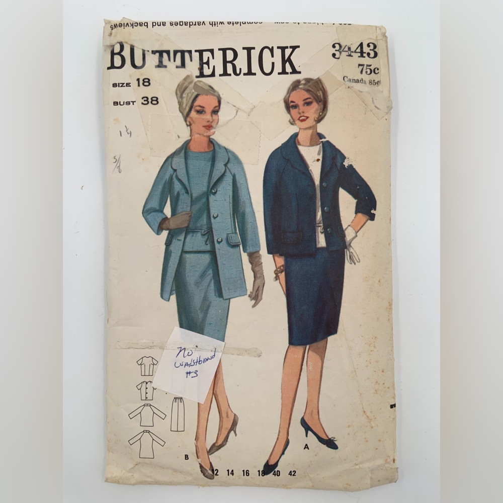 🌹New Listing🌹Vintage Butterick #3443 Women’s 3-Piece Suit Sewing Pattern